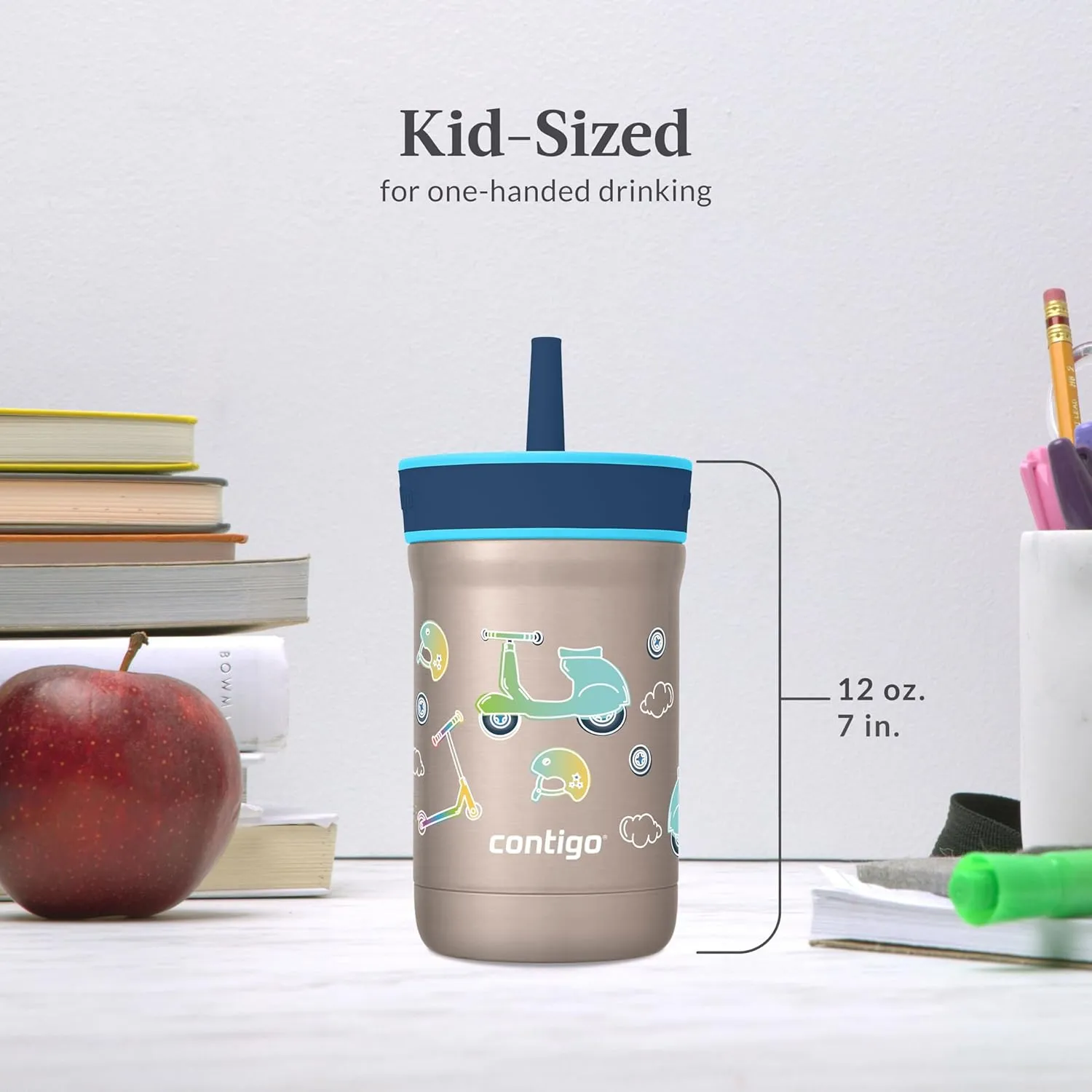Contigo Leighton Straw Tumbler, 12 oz, Juniper (Scootin)