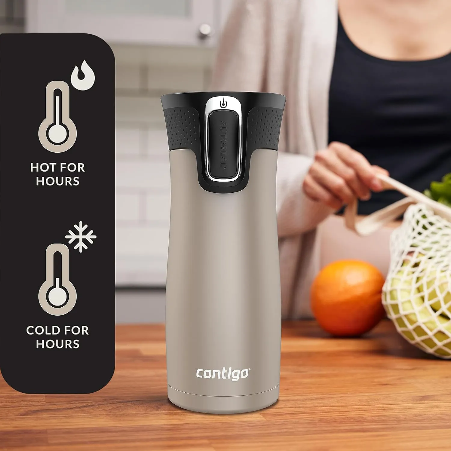 Contigo West Loop 2.0 Leak-Proof Spill-Proof Insulated Stainless Steel Travel Mug, 16oz., 2 Pack, Brown Sugar & Chocolate Truffle Metallic