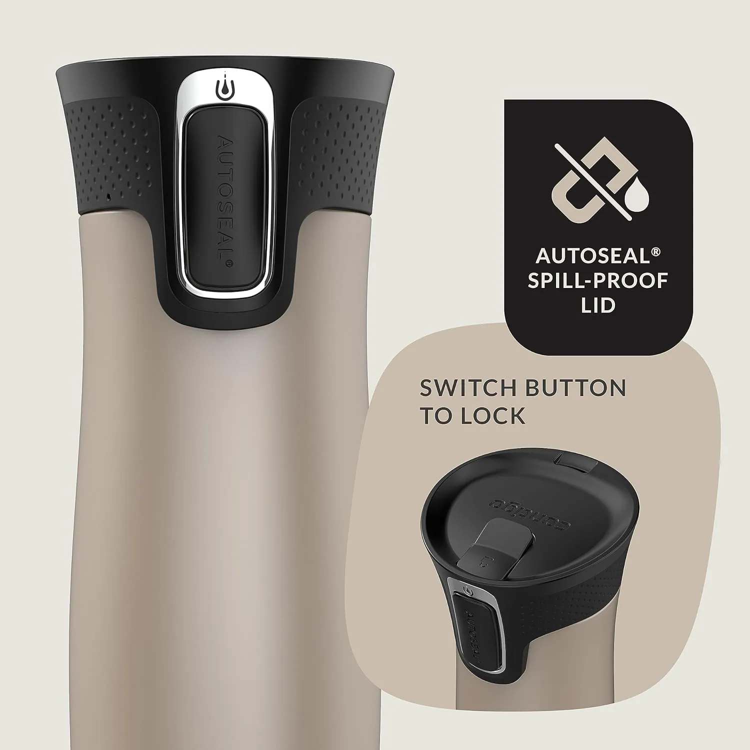 Contigo West Loop 2.0 Leak-Proof Spill-Proof Insulated Stainless Steel Travel Mug, 16oz., 2 Pack, Brown Sugar & Chocolate Truffle Metallic