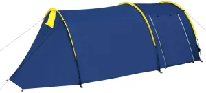 Convenient 4-Person Camping Tent, Easy Setup with Comfortable Space, Navy Blue and Yellow