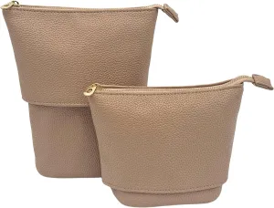 Convertible Travel Makeup Brush Bag, Stand-Up Brush Holder Pouch For Easy Access, Cosmetic Case Organizer (BEIGE)