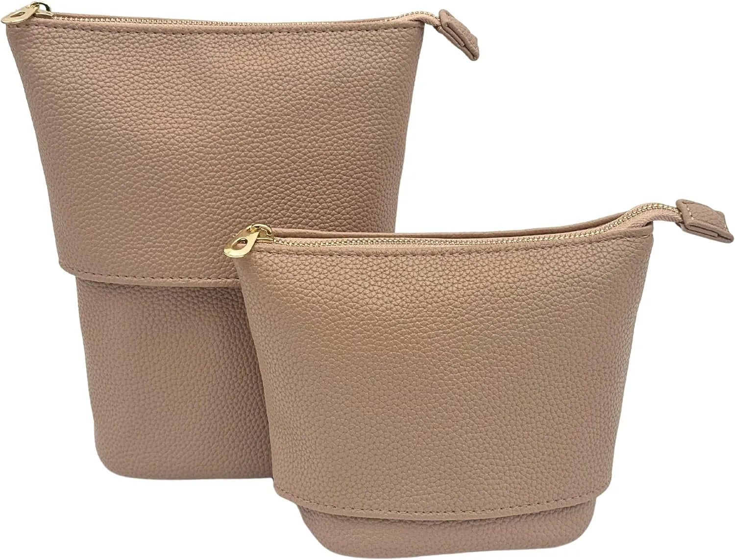 Convertible Travel Makeup Brush Bag, Stand-Up Brush Holder Pouch For Easy Access, Cosmetic Case Organizer (BEIGE)