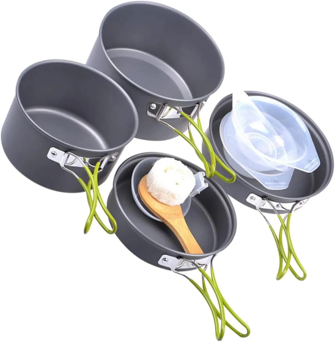 Cooking Pot Outdoor Cooker Kit Camping Cookware Set Portable Mess Kit Non-Stick Design