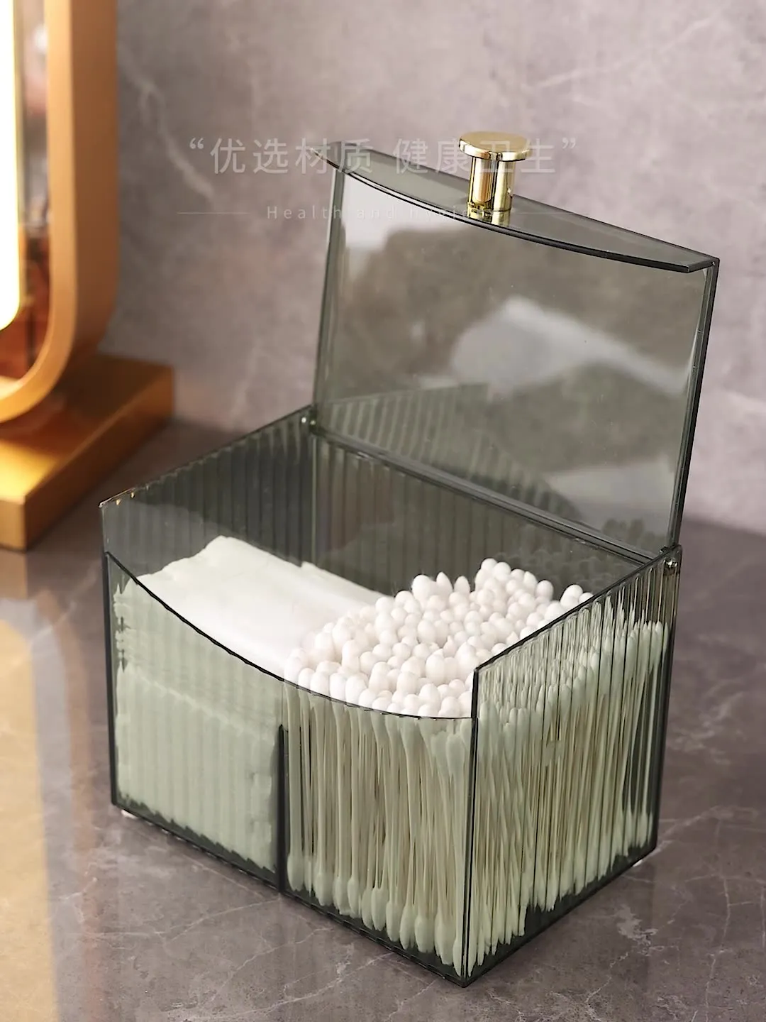 Cosmetic storage box cotton swab cosmetic cotton beauty egg makeup brush desktop storage with lid compartment transparent storage box