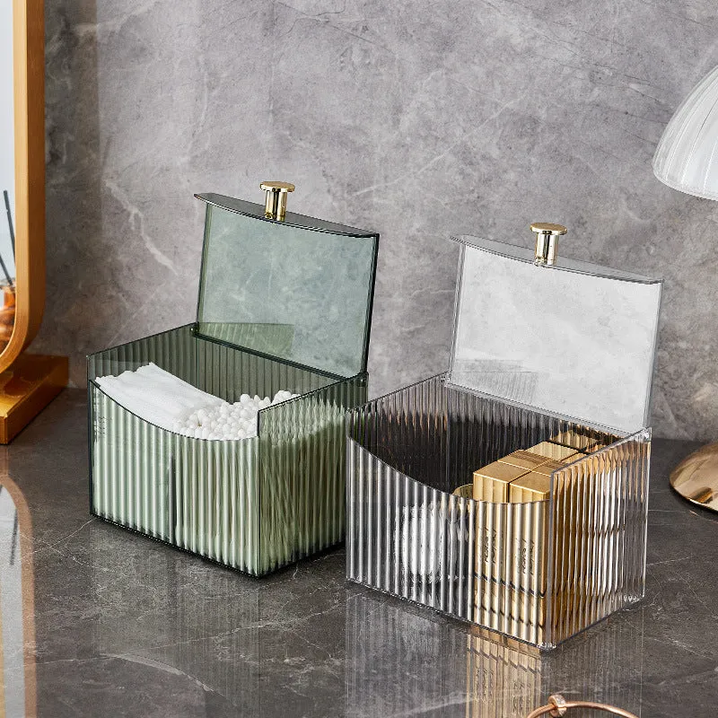 Cosmetic storage box cotton swab cosmetic cotton beauty egg makeup brush desktop storage with lid compartment transparent storage box