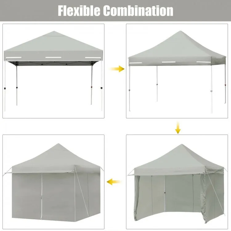 Costway 10x10 ft Pop-Up Tent Canopy with Removable Zippered Sidewalls - Suitable for Outdoor Parties and Camping