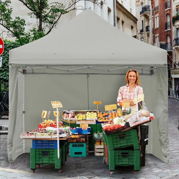 Costway 10x10 ft Pop-Up Tent Canopy with Removable Zippered Sidewalls - Suitable for Outdoor Parties and Camping