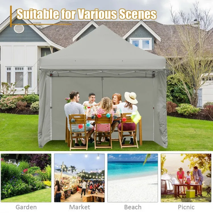 Costway 10x10 ft Pop-Up Tent Canopy with Removable Zippered Sidewalls - Suitable for Outdoor Parties and Camping