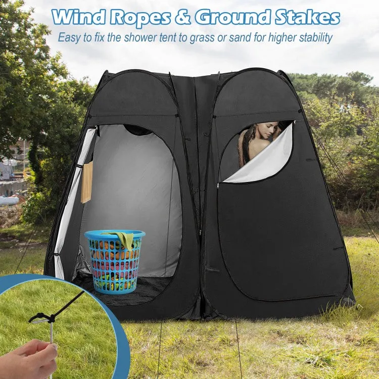 Costway Outdoor Pop-Up Canopy Tent - Black Two-Person Waterproof Tent, Suitable for Camping and Hiking