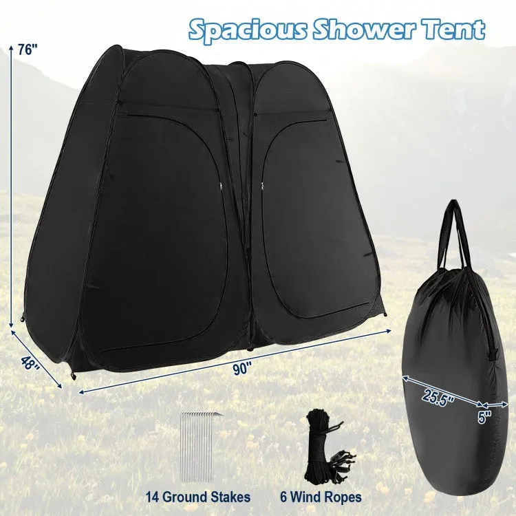 Costway Outdoor Pop-Up Canopy Tent - Black Two-Person Waterproof Tent, Suitable for Camping and Hiking