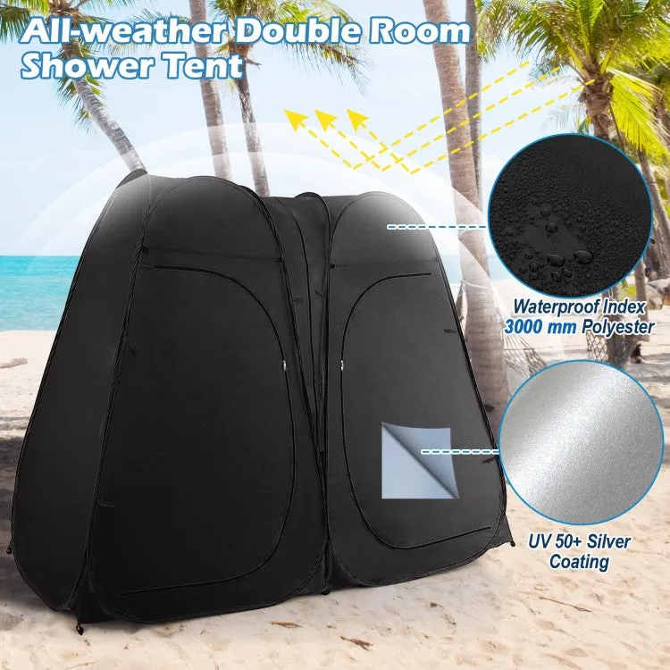 Costway Outdoor Pop-Up Canopy Tent - Black Two-Person Waterproof Tent, Suitable for Camping and Hiking