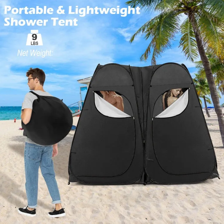 Costway Outdoor Pop-Up Canopy Tent - Black Two-Person Waterproof Tent, Suitable for Camping and Hiking