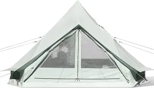 Cotton Canvas Family Camping Tent, Camping Tent for 3-4 People Automatic 60s Large Space Tower, Bell Shaped Teepee Tent, Waterproof Teepee Pyramid Tent