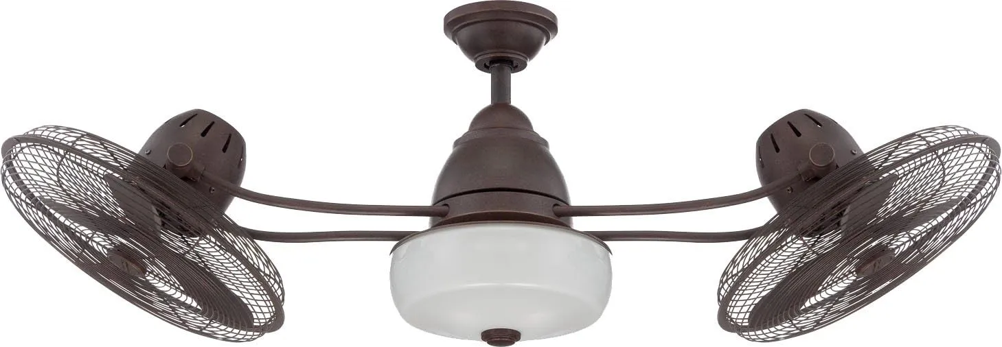 Craftmade BW248AG6 Bellows II Retro-industrial Indoor/Outdoor Damp Locations 48" Cage Ceiling Fan Patio with Light & Remote, Aged Bronze Textured