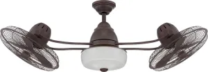 Craftmade BW248AG6 Bellows II Retro-industrial Indoor/Outdoor Damp Locations 48" Cage Ceiling Fan Patio with Light & Remote, Aged Bronze Textured