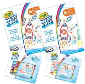 Crayola Color Wonder Mess Free Coloring Kit (120ct), 100 Coloring Pages, 20 Mini Markers, Travel Activity, Toddler Gift, 3 