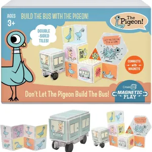 CreateOn Mo Willems - Don't Let The Pigeon Drive The Bus Magnetic Tiles, Magnetic Toy, Travel Toys, Classroom Sensory Toy Blocks, STEM & Montessori Tools for Boys & Girls Ages 3  (16 Pieces)