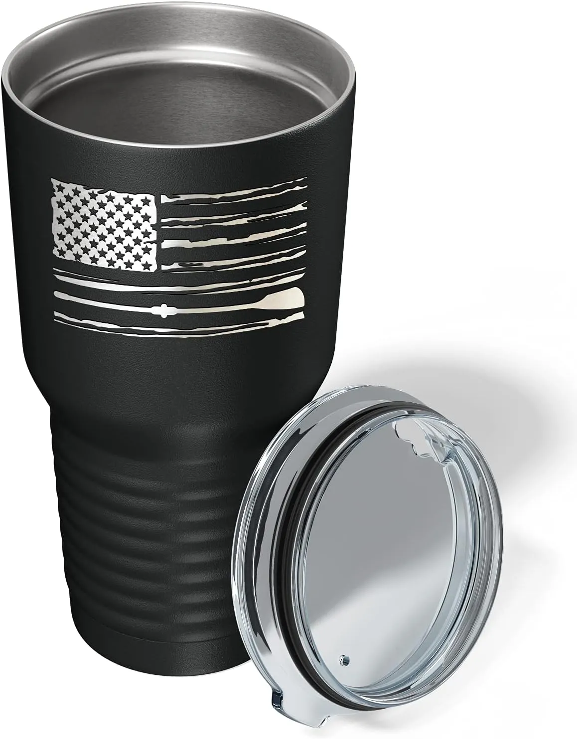 Crew American Flag Laser Engraved Black 30 oz Stainless Steel Tumbler Rowing Crew Gift with Lid Insulated Cup