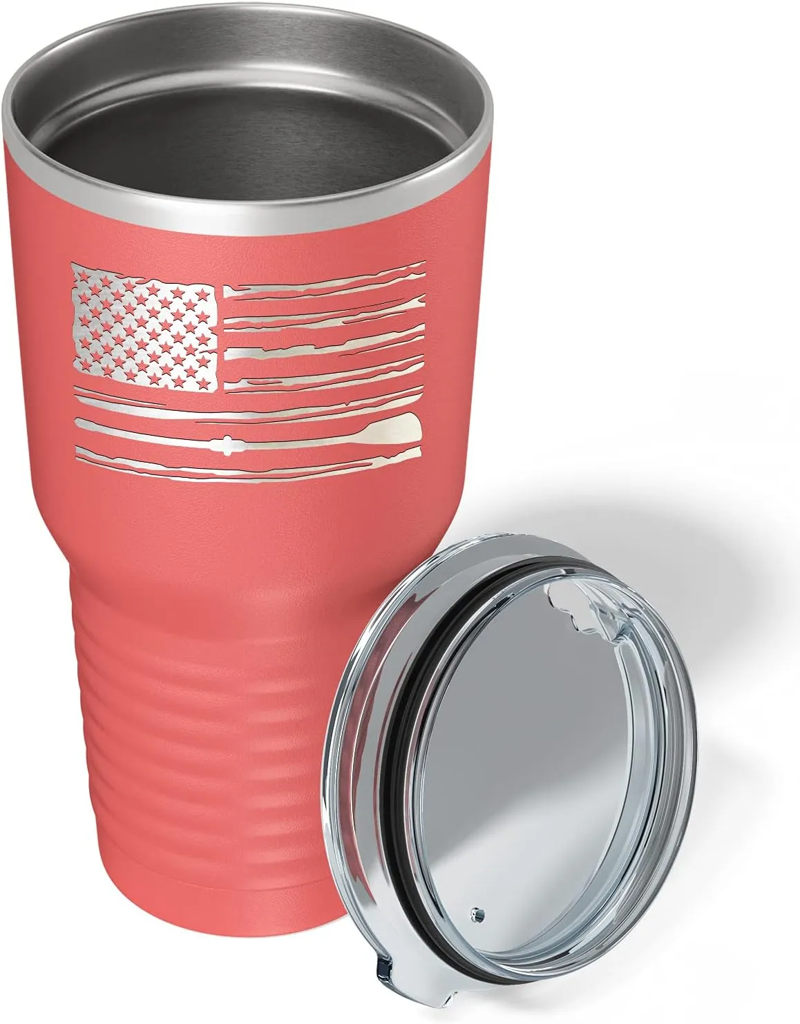 Crew American Flag Laser Engraved Guava 30 oz Stainless Steel Tumbler Rowing Crew Gift with Lid Insulated Cup