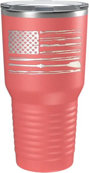 Crew American Flag Laser Engraved Guava 30 oz Stainless Steel Tumbler Rowing Crew Gift with Lid Insulated Cup