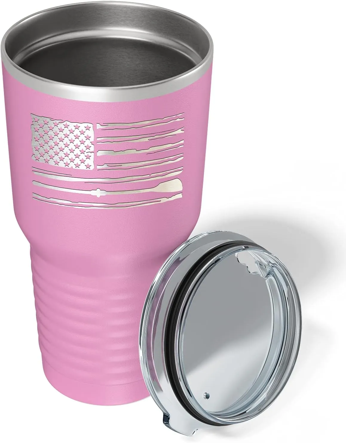 Crew American Flag Laser Engraved Lilac 30 oz Stainless Steel Tumbler Rowing Crew Gift with Lid Insulated Cup