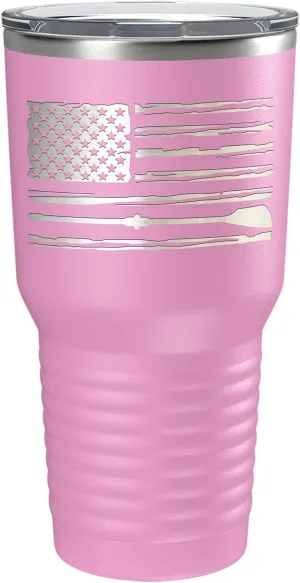 Crew American Flag Laser Engraved Lilac 30 oz Stainless Steel Tumbler Rowing Crew Gift with Lid Insulated Cup
