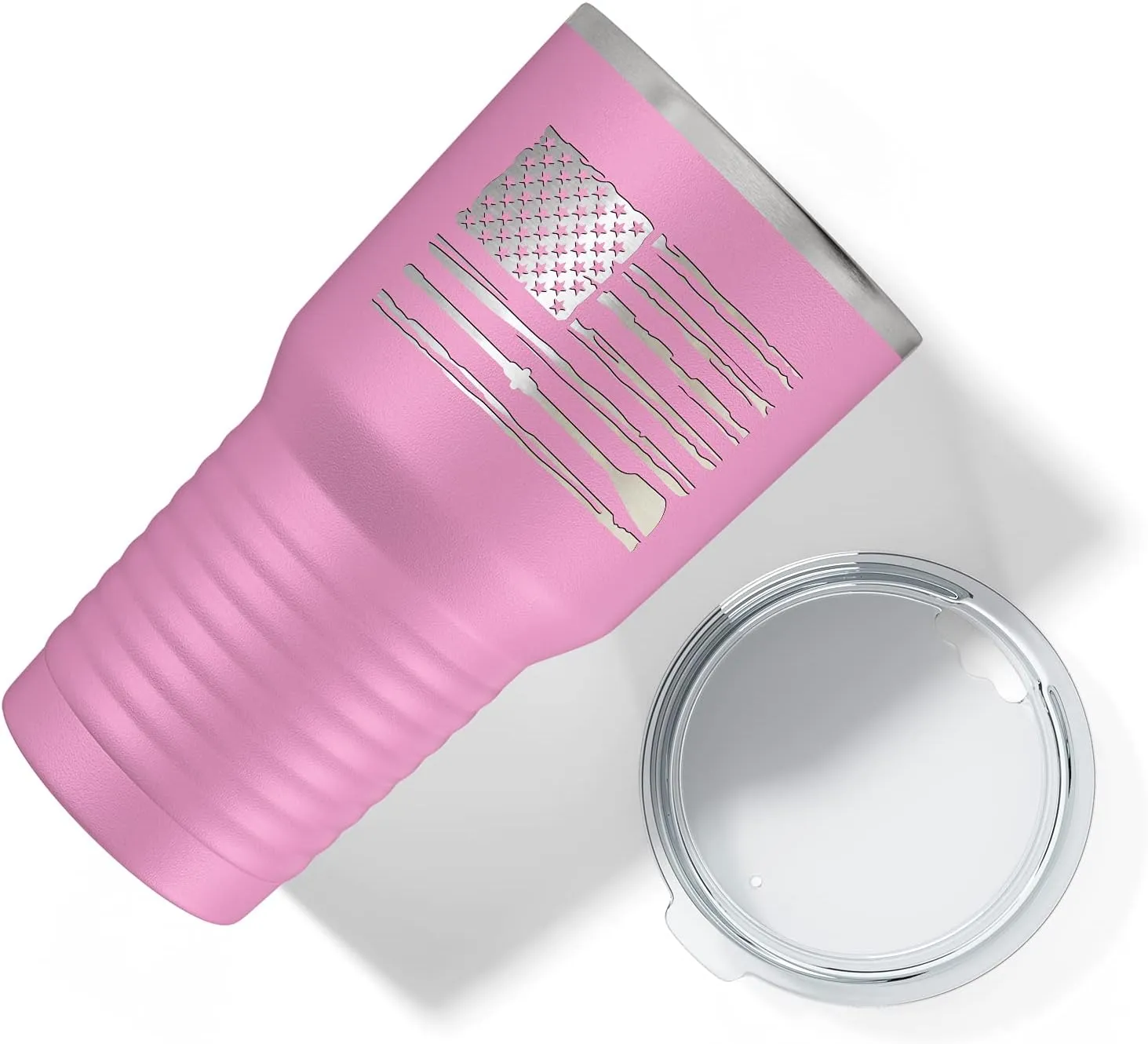 Crew American Flag Laser Engraved Lilac 30 oz Stainless Steel Tumbler Rowing Crew Gift with Lid Insulated Cup