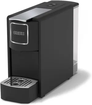 Crux Espresso Machine for Nespresso Pods - Programmable Coffee Brewer Capsule Compatible with Large Removable Water Tank and Drip Tray, Black and Silver