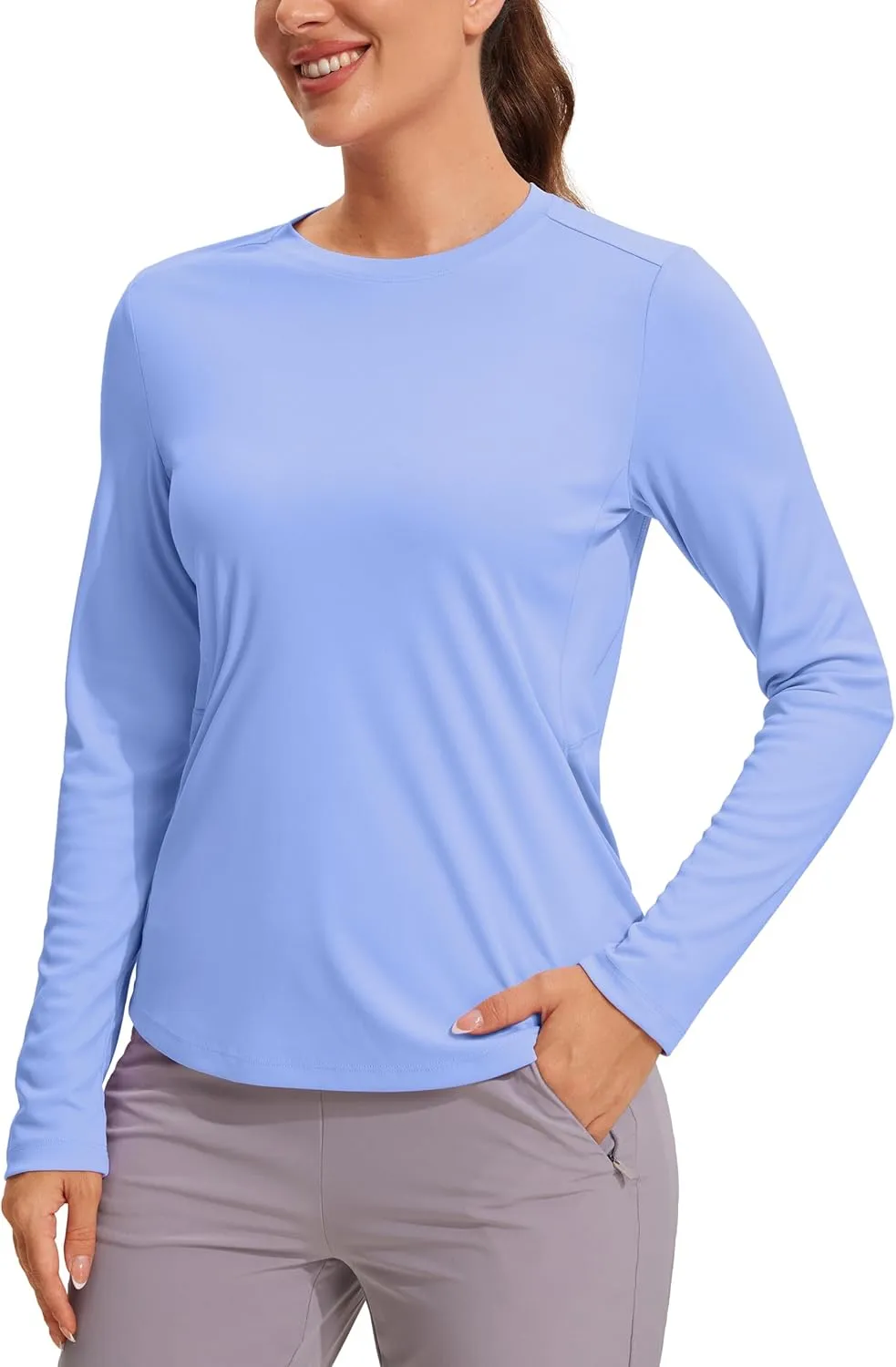 CRZ YOGA Womens UPF 50  Sun Long Sleeve UV Protection Workout Tops Lightweight Quick Dry Outdoor Hiking Running Shirts