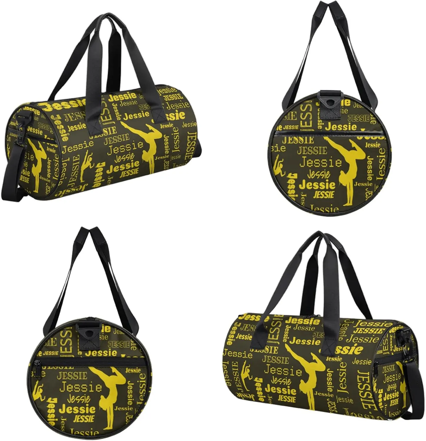 Custom Gymnastics Duffel Bag Personalized Sports Bag with Name Overnight Weekender Duffel Bag Customized Gym Sport Gifts for Women Men, Gold