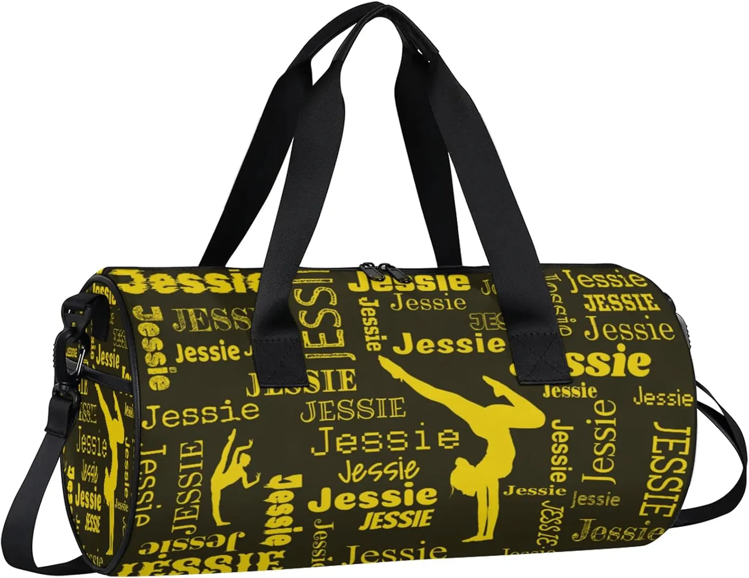 Custom Gymnastics Duffel Bag Personalized Sports Bag with Name Overnight Weekender Duffel Bag Customized Gym Sport Gifts for Women Men, Gold