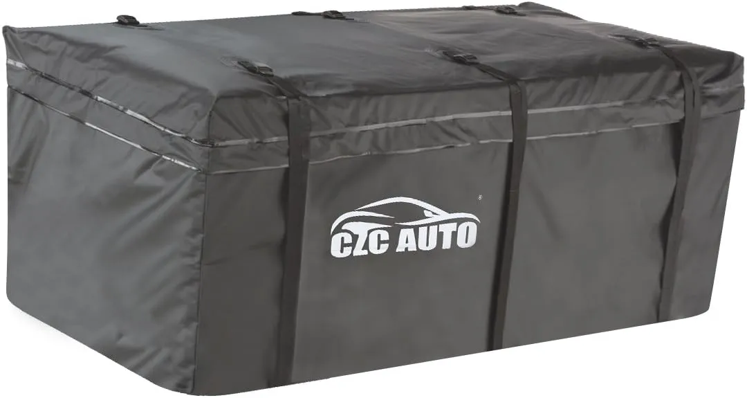 CZC AUTO Hitch Cargo Carrier Bag, 20 cu. ft Waterproof/Rainproof/Weatherproof Cargo Traveling Bag for Car Truck SUV Vans' Hitch Trays and Hitch Baskets, Safe Steady Durable Soft, Black