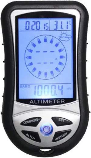 DAGIJIRD Electronic Digital Altimeter 8 in 1 Multifunction LCD Backlight Mini Altimeter Barometer Compass Thermometer Weather Forecast Calendar