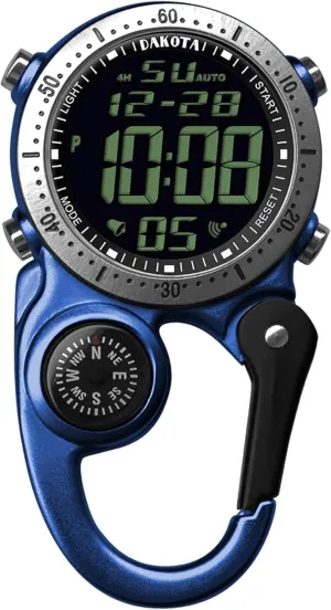 Dakota Digital Backpacker Clip, Fob and Pocket Watch, Alarm, Stopwatch, Timer and Dual Time, Outdoor Gifts for Men and Women, Tactical Digital Watch