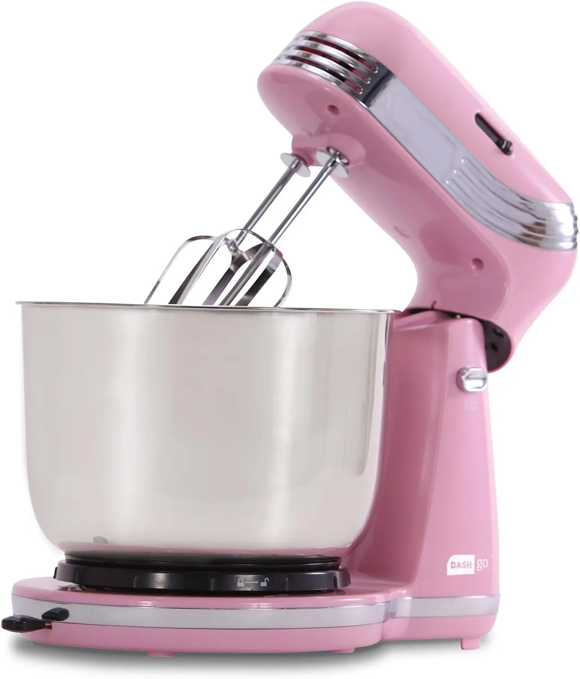 Dash Stand Mixer (Electric Mixer for Everyday Use): 6 Speed Stand Mixer with 3 Quart Stainless Steel Mixing Bowl, Dough Hooks & Mixer Beaters for Dressings, Frosting, Meringues & More - Pink