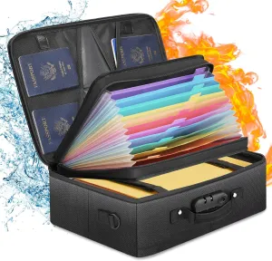 DEEGO Fireproof Document Organizer With Lock, Waterproof File Organizer for Important Document Folder, File Paper, Certificate, Passport, Portable Fireproof Safe Bag for Office Storage, Travel, Gifts