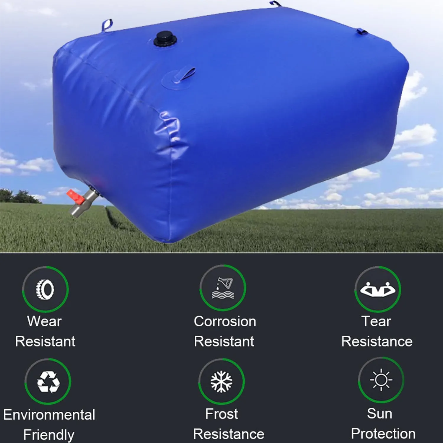DEHIWI Collapsible Water Bladder Tanks,Water Storage Bladder,Large-Capacity PVC Water Storage Container,Portable Emergency Water Storage Tank,Soft Drought-Resistant Water Bag,4000L