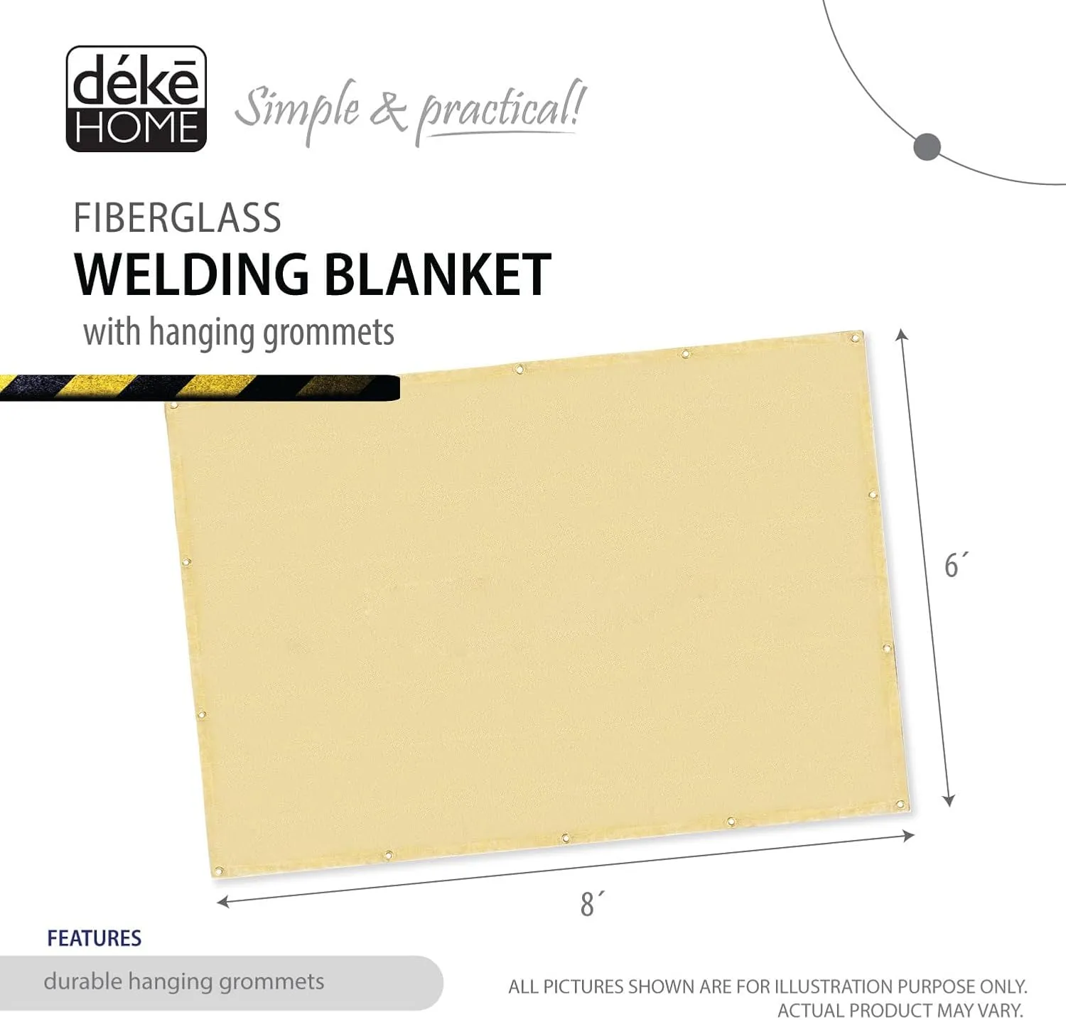 Deke Home - Fireproof Welding Blanket 6x8 ft, Heavy-Duty Fiberglass Fire Shield for Welding, Heat Resistant 1,000°F, Fire Retardant, Fireproof Insulation Blankets for Home, Kitchen & Industrial Use.