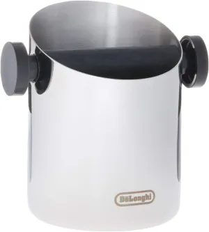 De'Longhi Knock Box for Coffee & Espresso Grounds, Easy & Mess-Free Disposal of Coffee Puck, Removable Bar and Non-Slip Base, Dishwasher Safe, Stainless Steel, 4-inch diameter,Silver
