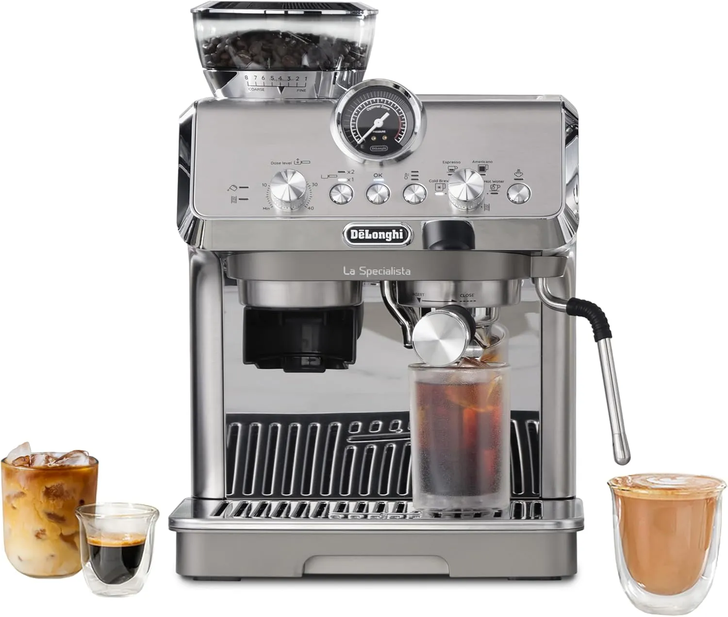 De'Longhi La Specialista Arte Evo Espresso Machine with Cold Brew, Manual Milk Frother, Barista Kit for Latte, Cappuccino, Built-in Grinder, EC9255M