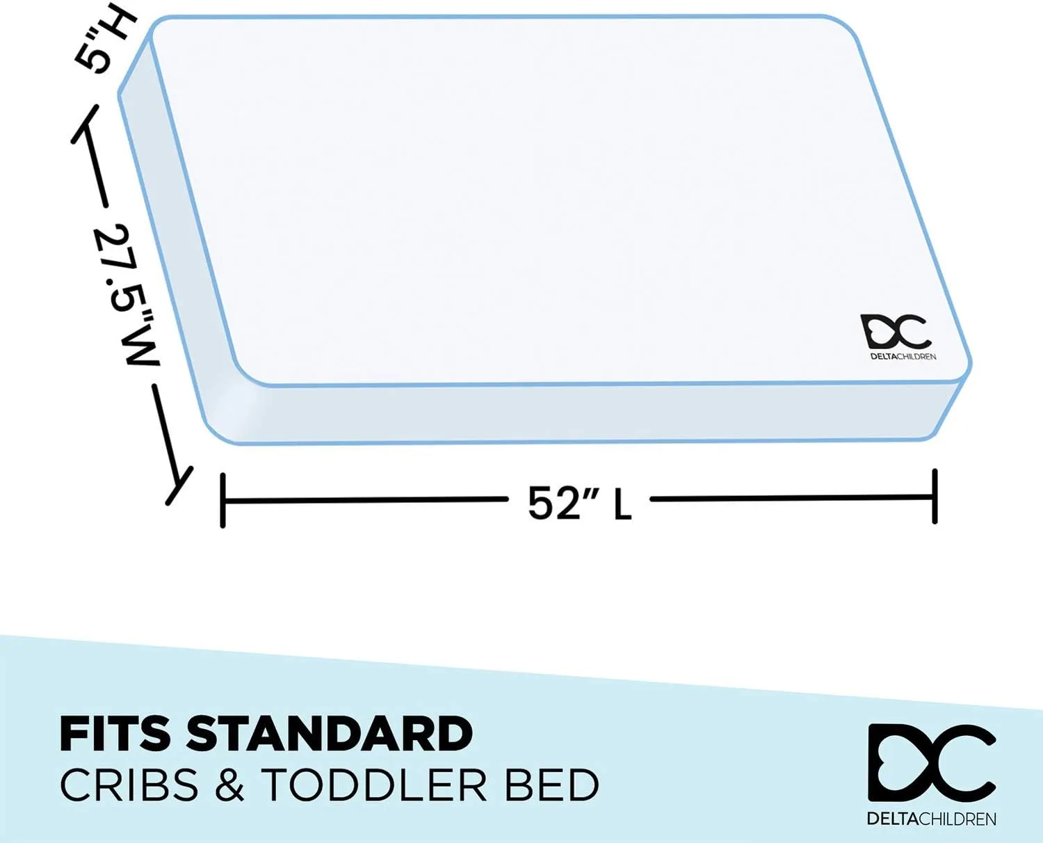 Delta Children Twinkle Galaxy Dual Sided Crib and Toddler Mattress - Premium Sustainably Sourced Fiber Core - Waterproof - GREENGUARD Gold Certified (Non-Toxic) - 7 Year Warranty - Made in USA