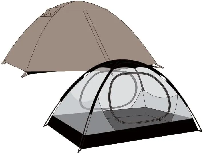 Desert White 2 Person Backpacking Tent,Double Layer,Windproof,Waterproof,Ventilated for Outdoor Camping