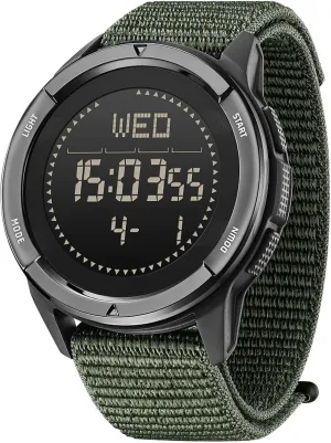 DIDITIME Tactical Watches for Men, Military Watches for Men, Waterproof 164FT, Fitness Watch, Mens Digital Watches with Compass, Metronome, Pedometer, Lightweight Breathable Nylon Watch