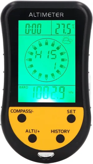 Digital Altimeter 8-in Multifunctional Device with Backlight, Weather Forecast, and Lanyard for Outdoor Activities