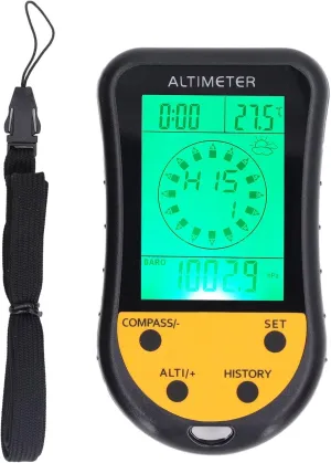 Digital Altimeter Barometer, Barometer Altimeter, Digital Altimeter, 8-in-1 Portable Multifunction Thermometer with Backlit LCD for Outdoor Fans for Hiking Camping Climbing