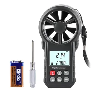 Digital Anemometer, Handheld Wind Speed Meter with Temperature Sensor, Wind Gauge Air Flow Velocity Meter with LED, MAX/MIN/AVG, Wind Measuring Tool for Sailing/Surfing/Hiking/Kite Flying
