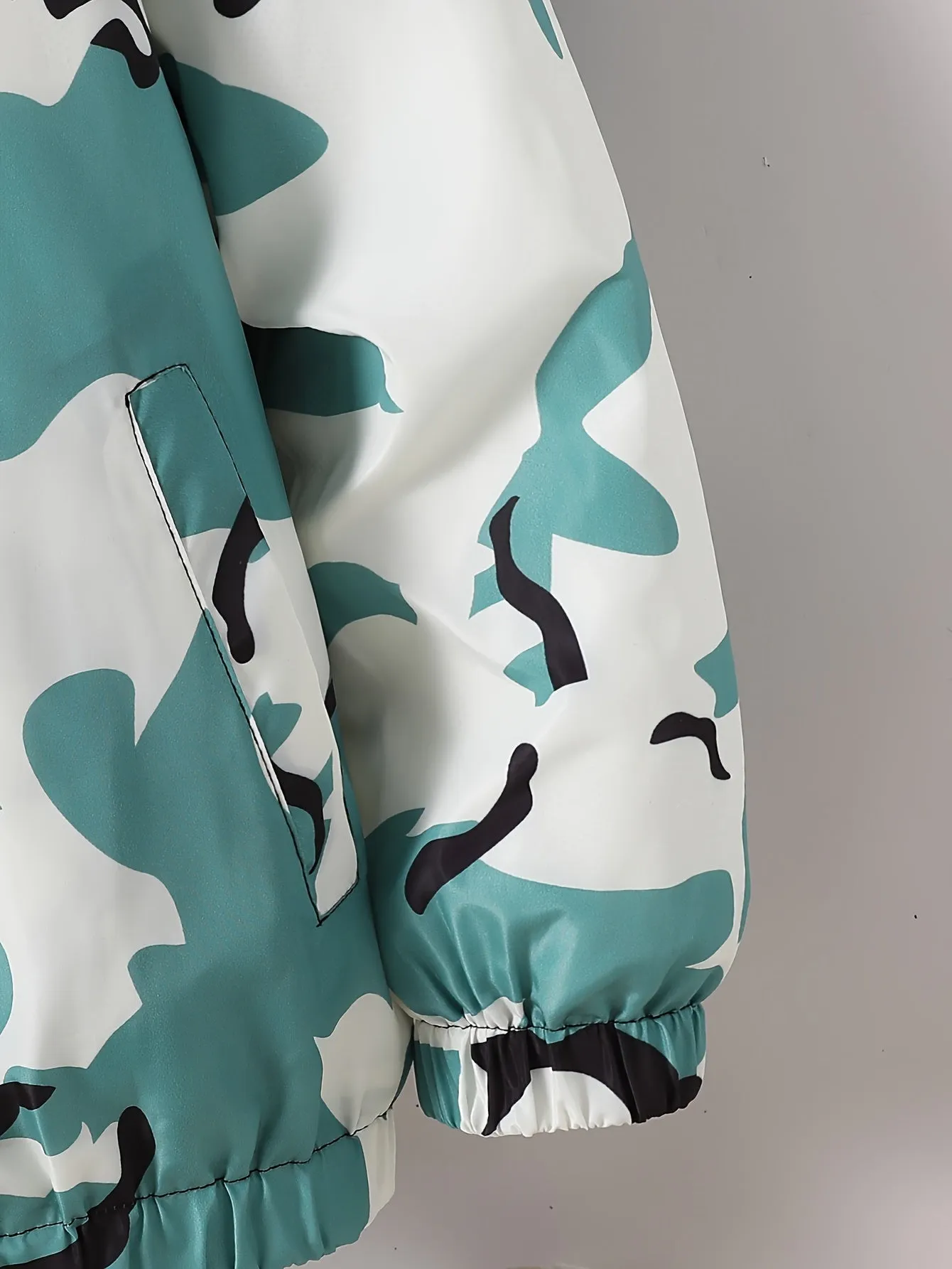 Digital Camouflage Print Hooded Zip-Up Jacket for Boys