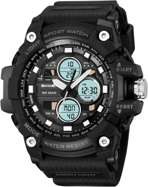Digital Outdoor Watch for Men, Waterproof 50M, 3 Time Display, Chronograph, Alarm, 12/24 Hour Format, Backlight, Rugged Design for Hiking, Camping, Survival