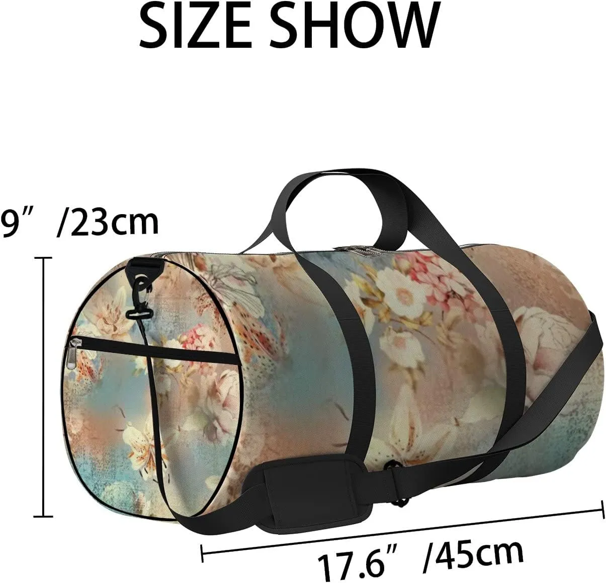 Digital Printing Textile Pattern Wallpaper Sports Bag Tote Bag Waterproof Gym Bag with Shoulder Strap Zipper 2 Side Pockets for Men and Women, Travel and Storage Shoulder Bag.