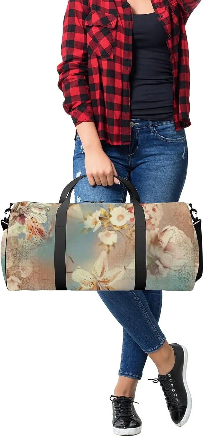 Digital Printing Textile Pattern Wallpaper Sports Bag Tote Bag Waterproof Gym Bag with Shoulder Strap Zipper 2 Side Pockets for Men and Women, Travel and Storage Shoulder Bag.